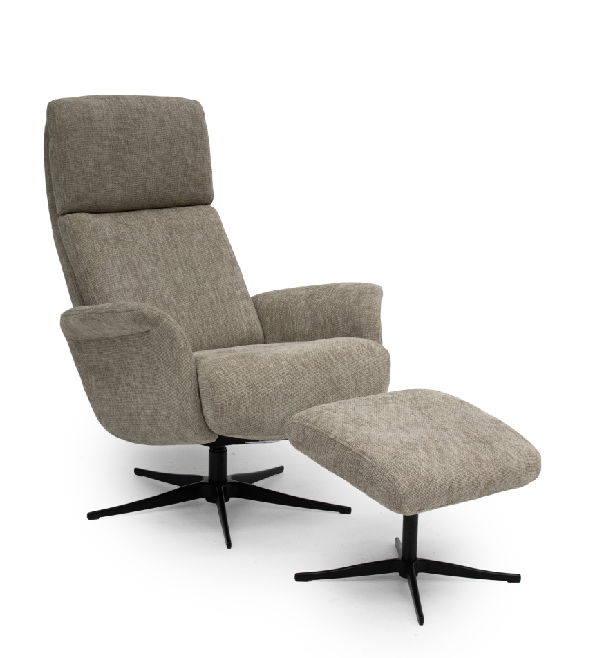 LYRA Fåtölj inklusive pall Tyg Breeze Beige, Svart