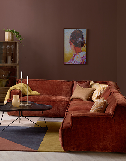 Rostfärgad hörnsoffa