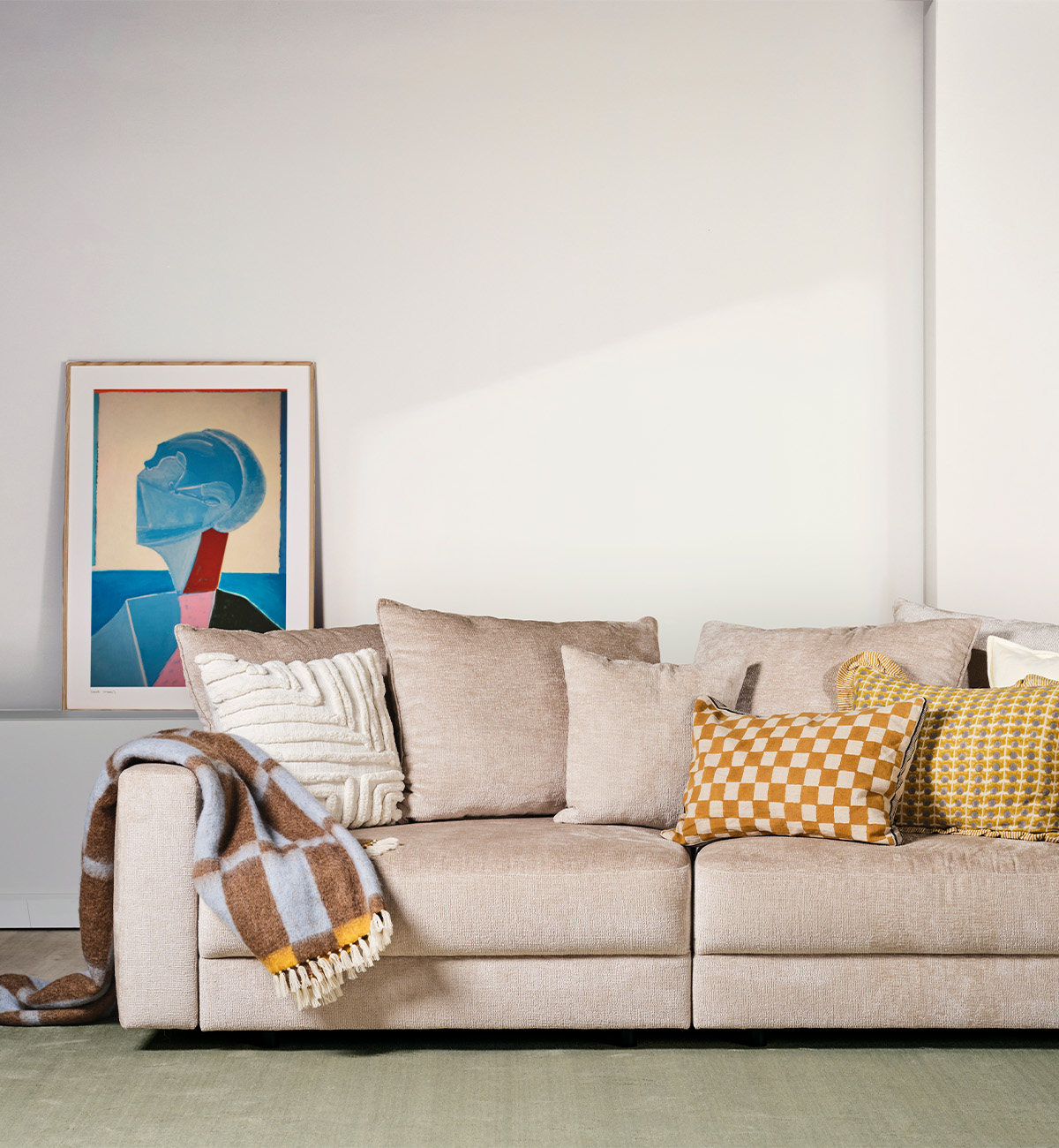 Beige bäddsoffa 