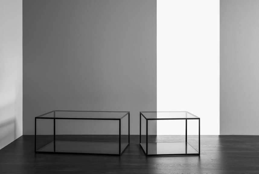 ALBERTO Soffbord Glas Metall svart