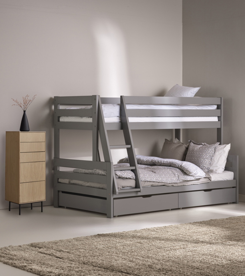 SIRI Våningssängar Grå, 90/120x200 cm