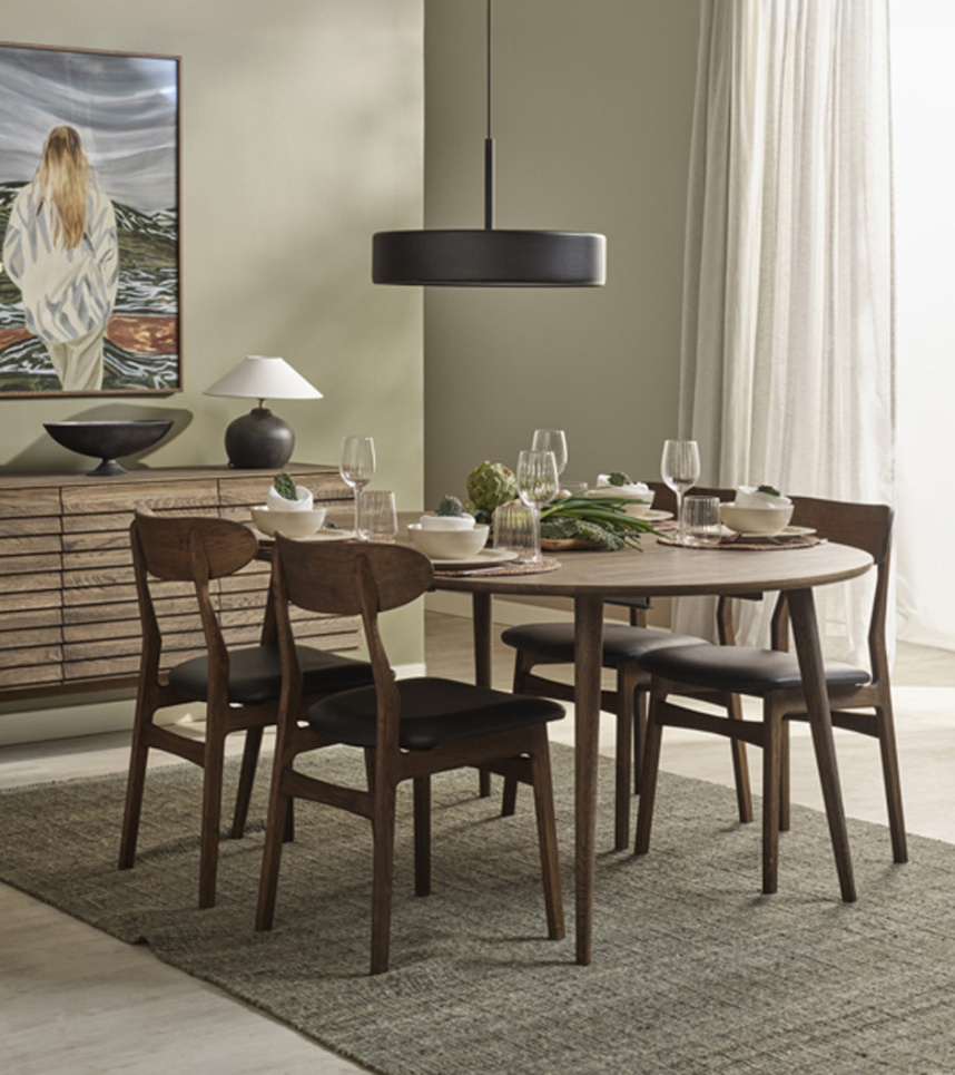 SALVIA Matbord Ek Rökoljad inkl. iläggsskiva