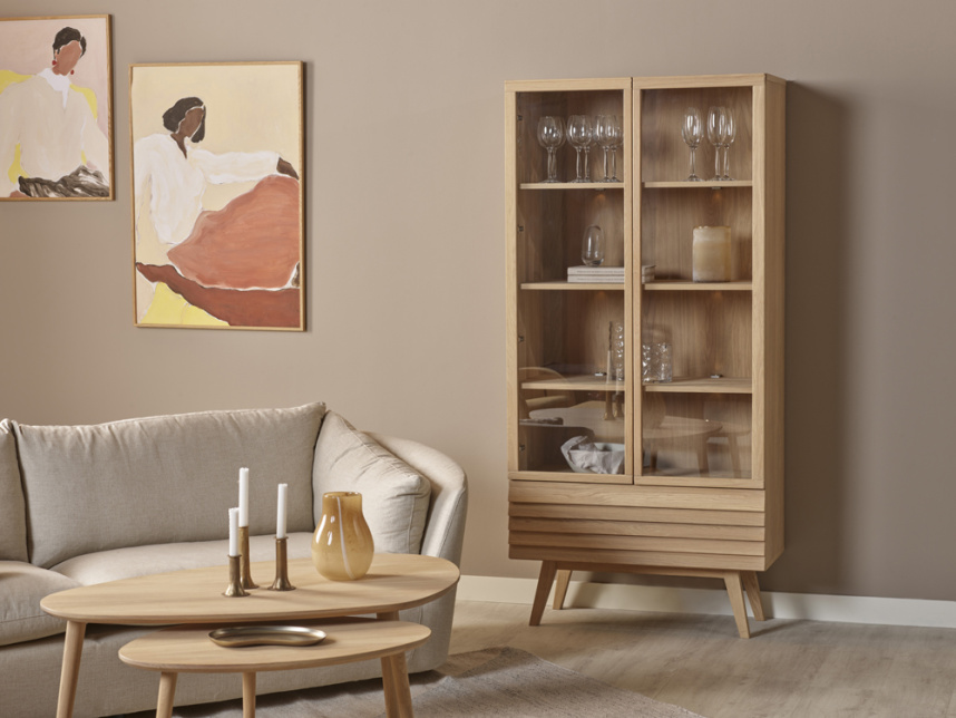 PERSIENN Vitrinskåp Massiv Ek Vitoljad