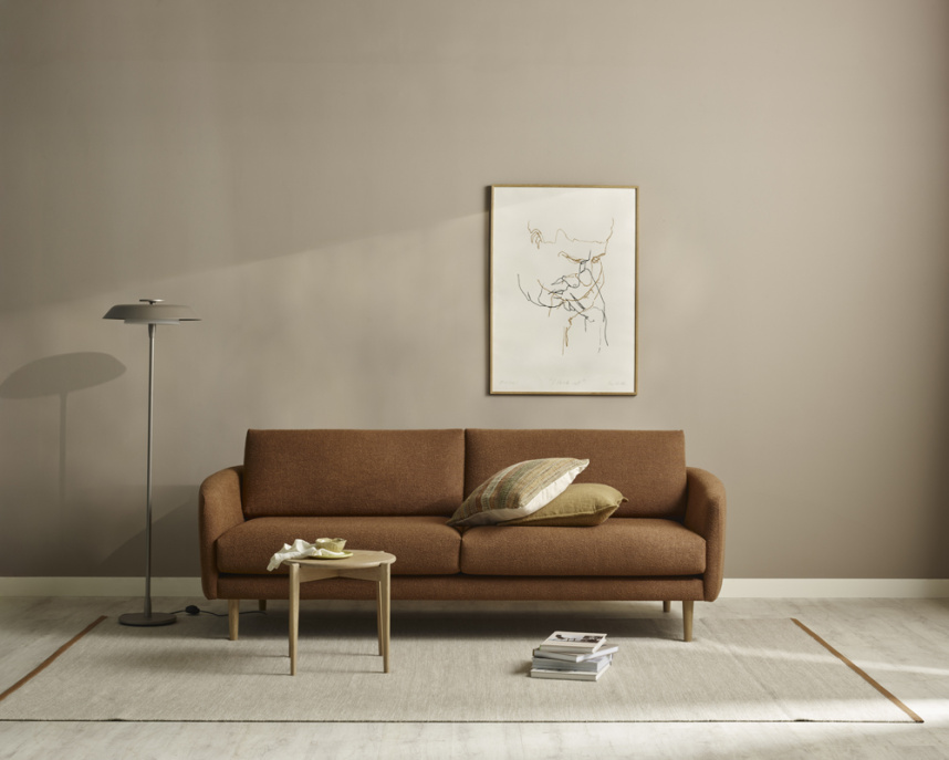 BILLIE Soffa 3-sits Tyg Heather Copper Brown. Fast klädsel.