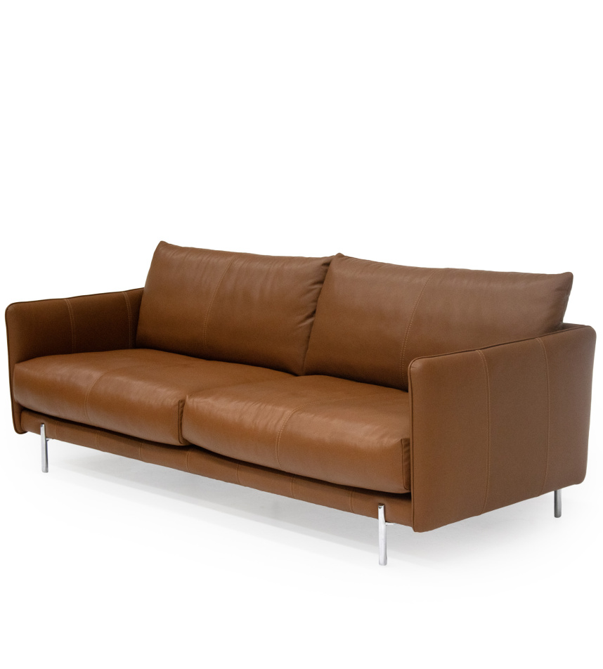 MORVANE Soffa 3-sits Läder Sauvage Cognac