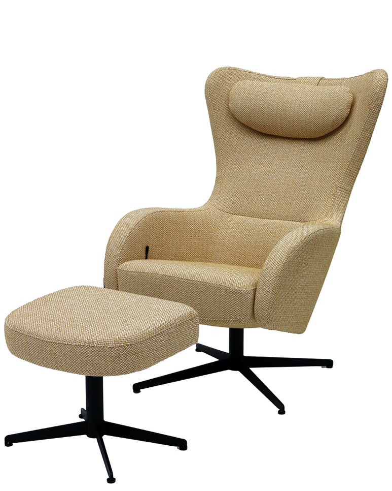 BELLA Fåtölj inklusive pall Tyg Uno Yellow