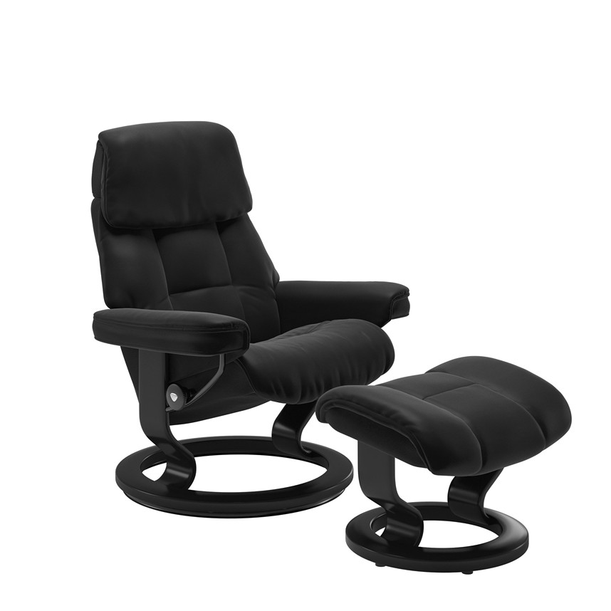 RUBY Fåtölj inklusive pall Läder Paloma Black Stl. M