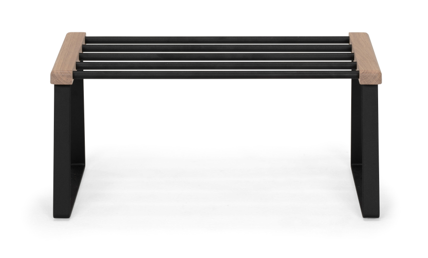LILY Skohylla Metall 59 cm svart. Vitoljad ek