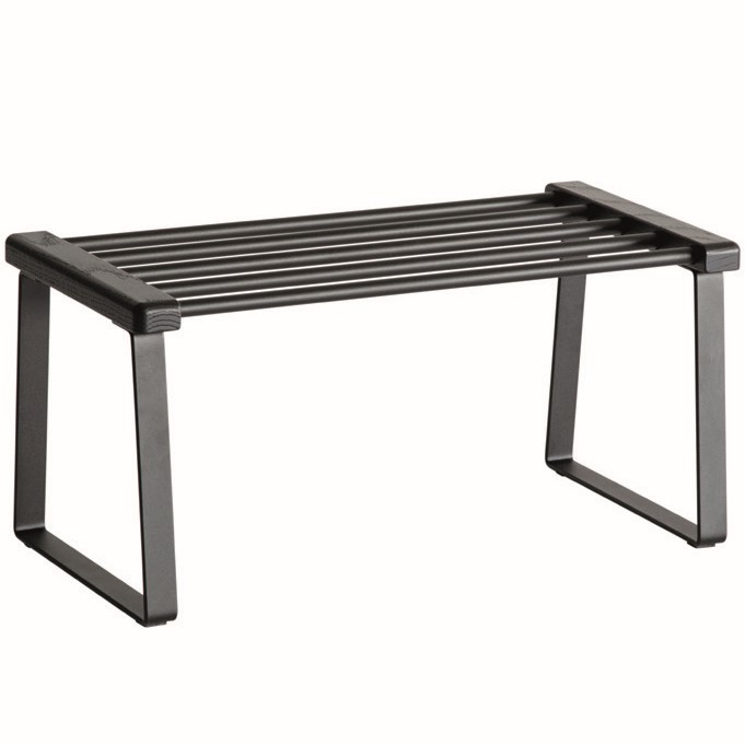 LILY Skohylla Metall 59 cm svart. Svartbetsad ek