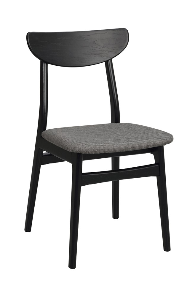 RODHAM Stol Massiv Ek Svart Lackad. Tyg Mörkgrå.