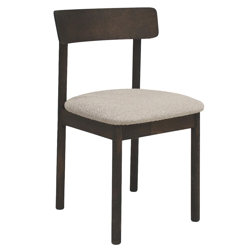 NEA Stol Ekfanér Brunoljad. Tyg Domino Beige