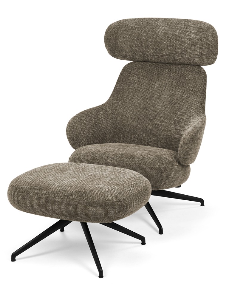 PILLO Fåtölj inklusive pall Tyg Lazy Beige