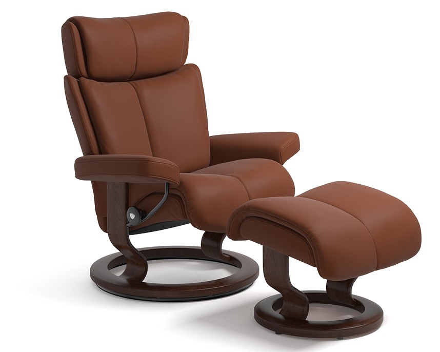 MAGIC (M) Fåtölj inklusive pall Läder Paloma Copper Brown