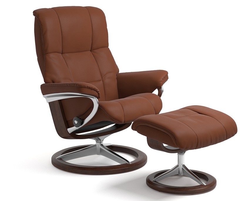 MAYFAIR (L) Fåtölj inklusive pall Läder Paloma Copper Brown