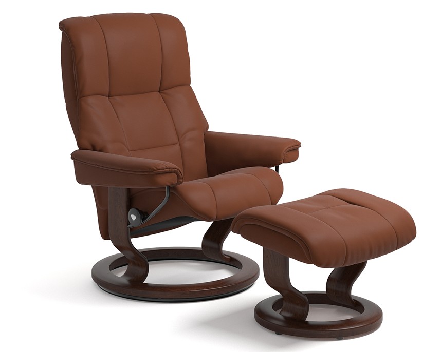 MAYFAIR (M) Fåtölj inklusive pall Läder Paloma Copper Brown