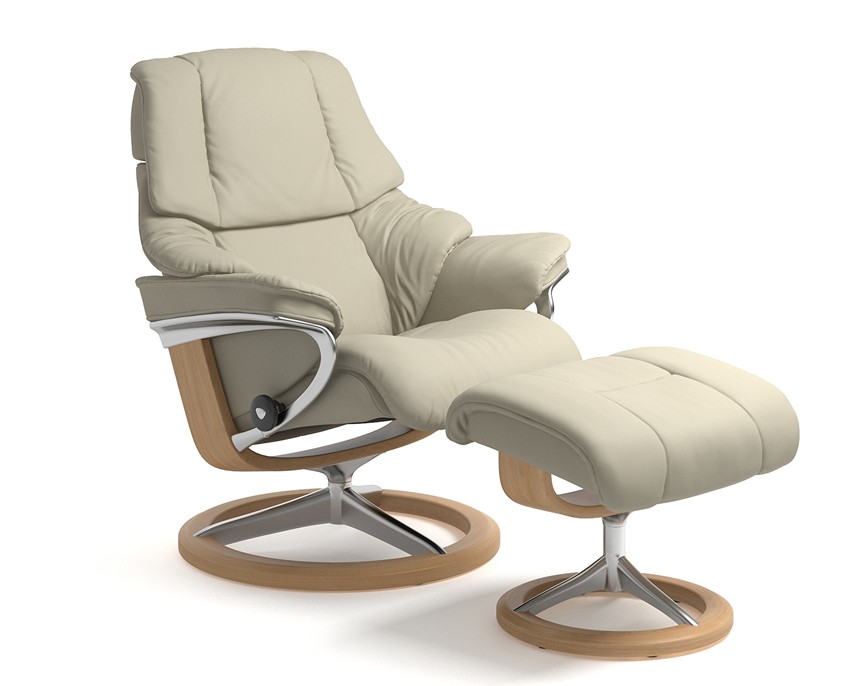 RENO (S) Fåtölj inklusive pall Läder Paloma Light Grey
