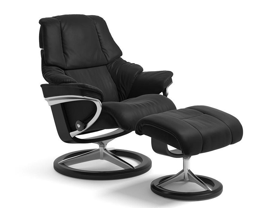 RENO (S) Fåtölj inklusive pall Läder Paloma Black
