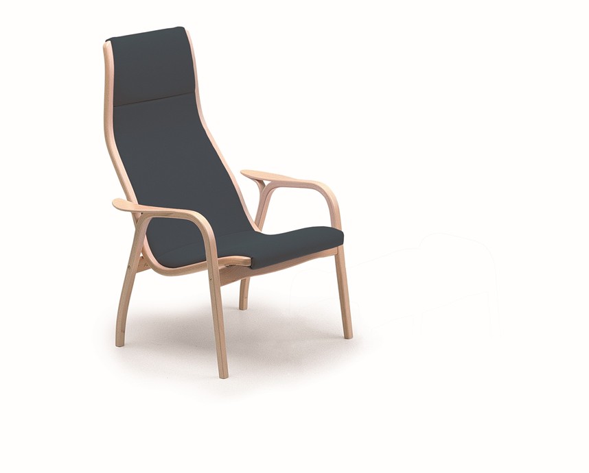 LAMINO Fåtölj Lackad bok/tyg Romo Linara Blue