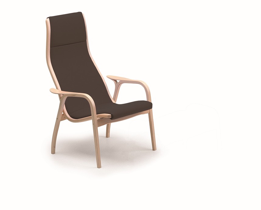 LAMINO Fåtölj Lackad bok/tyg Romo Linara Gunmetal