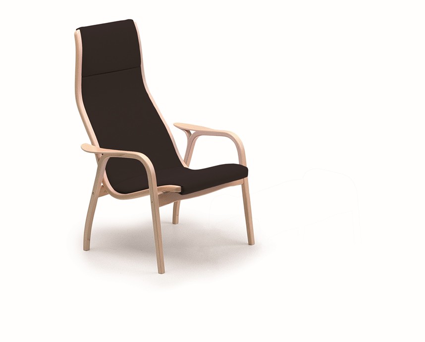 LAMINO Fåtölj Lackad bok/tyg Romo Linara Charcoal