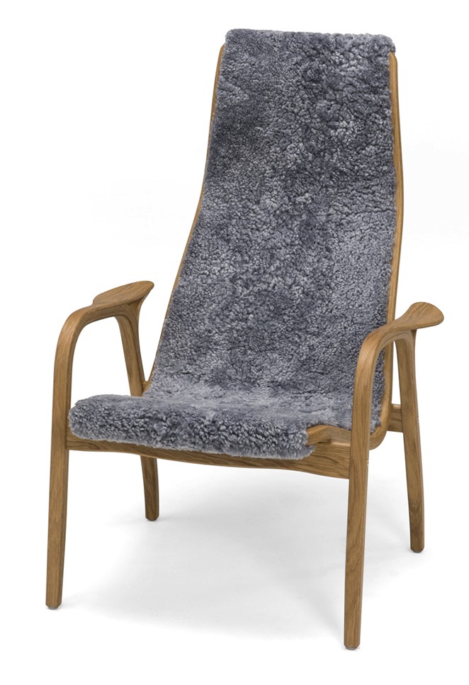 LAMINO Fåtölj Fårskinn Scandinavian Grey, Ek oljad