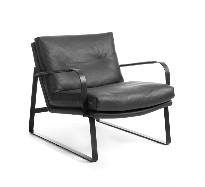 SHABBY Fåtölj Läder Fantasy Black