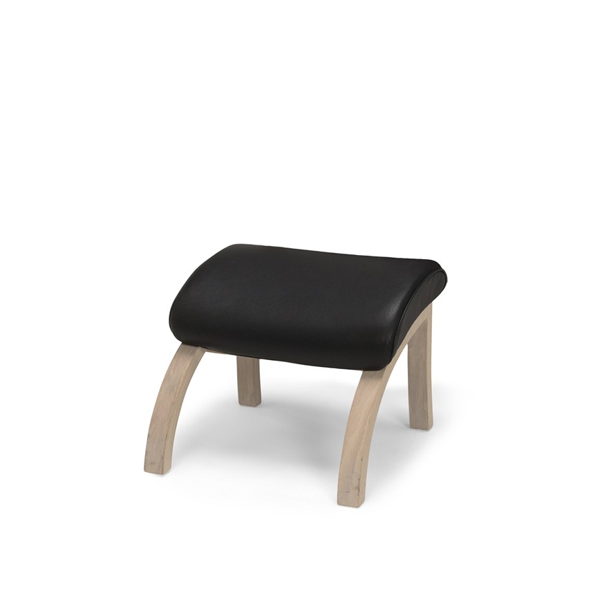 EKENÄS Pall Läder Classic Svart, Ek Vitpigmenterad