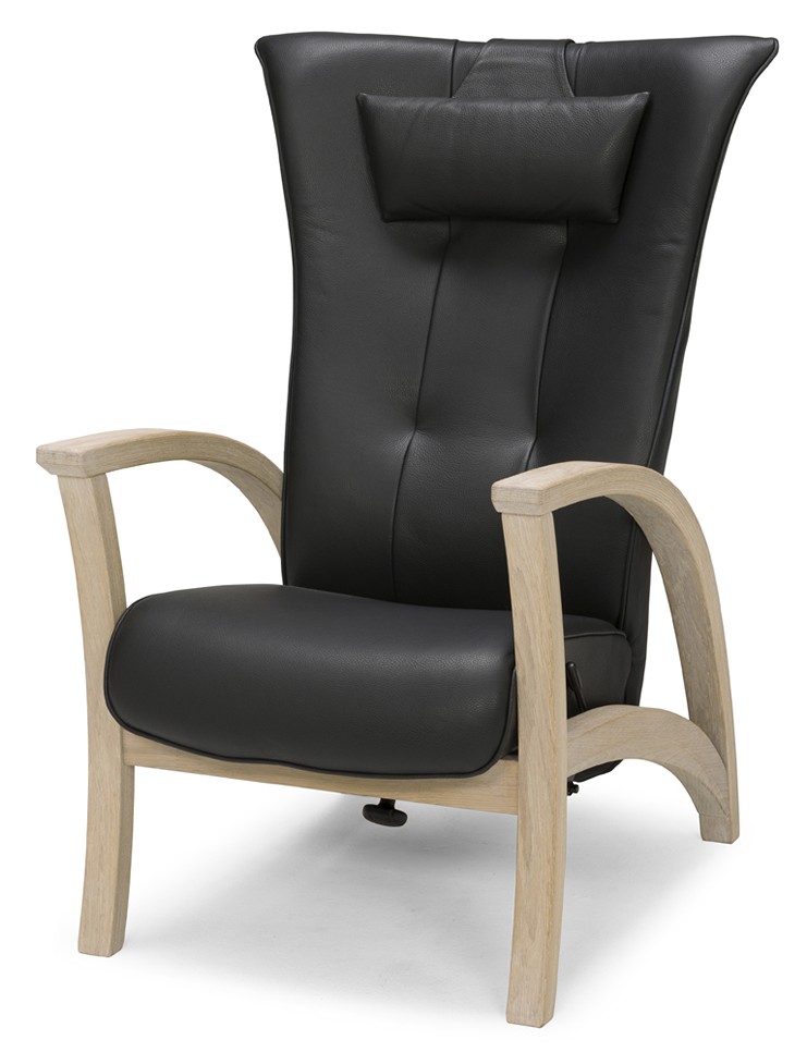 EKENÄS Fåtölj Läder Classic Svart, Ek Vitpigmenterad