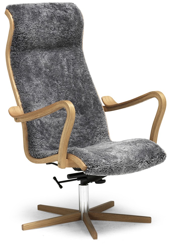 GREVEN Fåtölj Fårskinn Skinnwille Grey