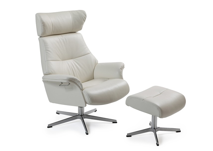 AIR Fåtölj inklusive pall Läder Naturelle White