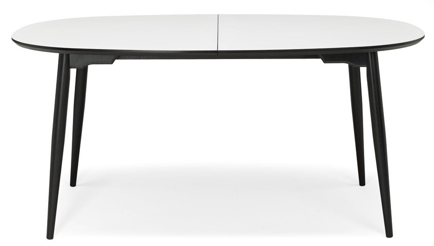TIMELESS 01 Matbord Laminat Vit, Svart kant 160x105. Svartlackad massiv bok.