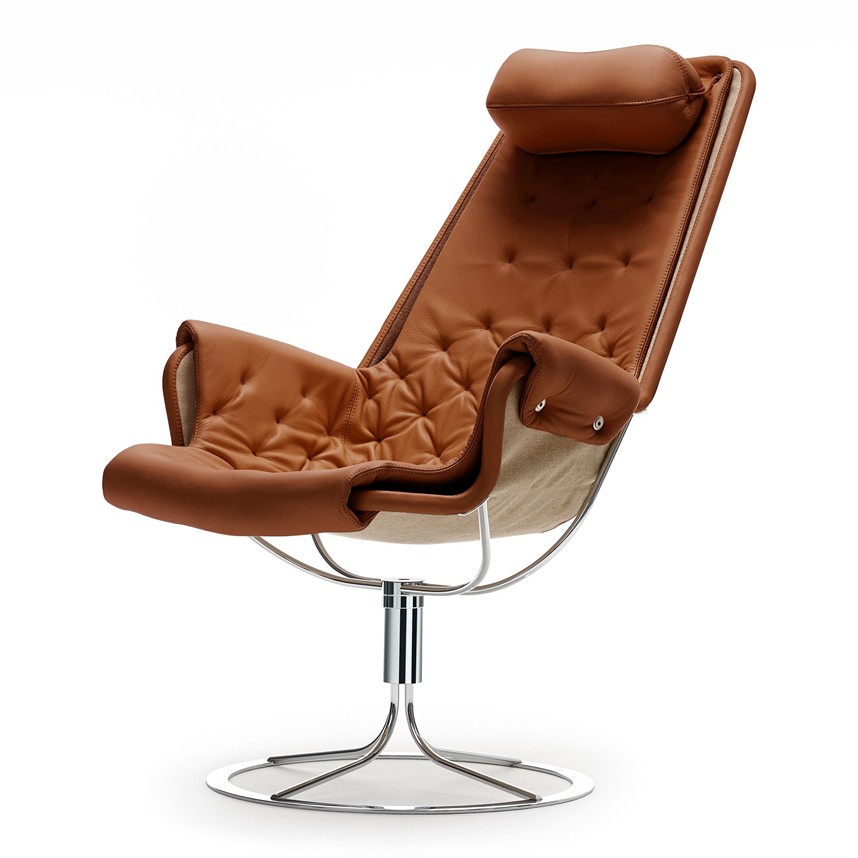 JETSON MATCH Fåtölj Tyg Flax Läder Dakota Cognac