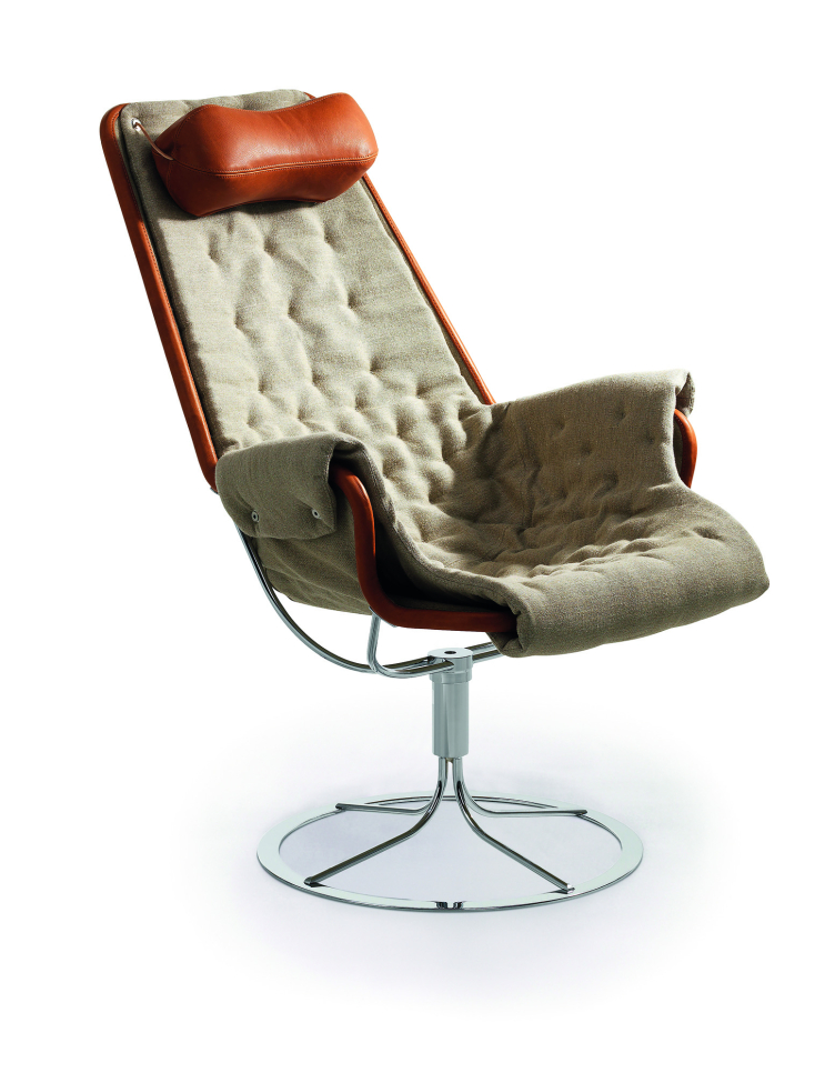 JETSON Fåtölj MATCH - Tyg Flax Läder Dakota Cognac