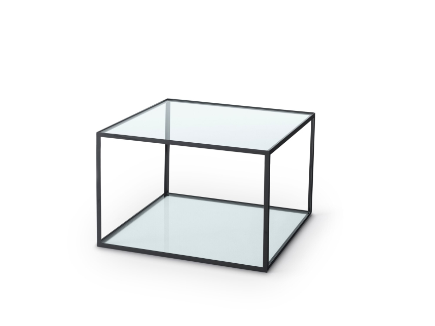 ALBERTO Soffbord Glas Metall svart
