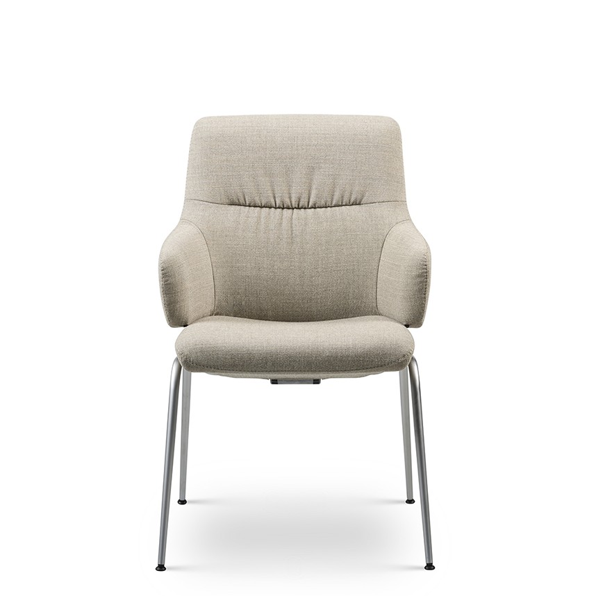 MINT Karmstol Tyg Silva Light Beige. Stål borstad. Låg