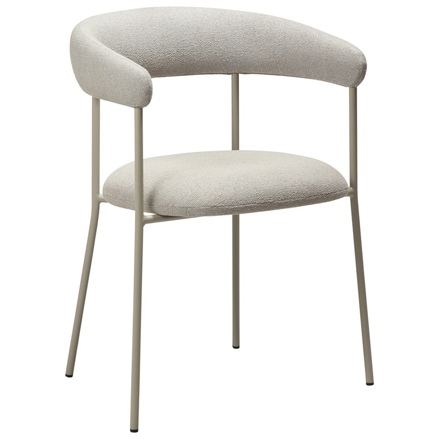 PLENTI Karmstol Tyg Bouclé Cashmere. Metall cashmere
