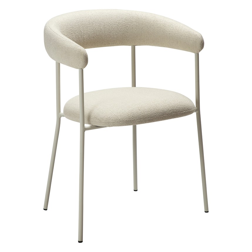 PLENTI Karmstol Tyg Bouclé Bone White. Metall bone white