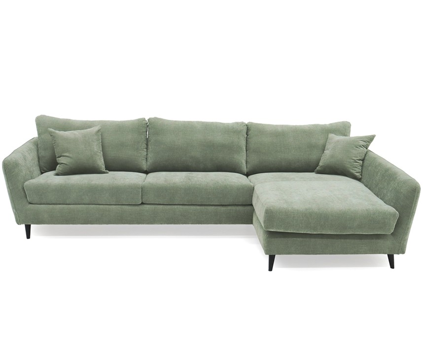 NOWA Soffa med divan Soffa m Divan Höger Tyg Diego Ljus grön Ben LG50 Svart