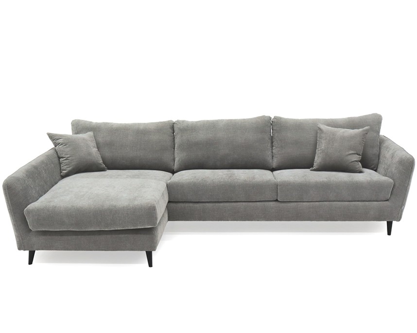 NOWA Soffa med divan Tyg Diego Ljus Grå, Vänster
