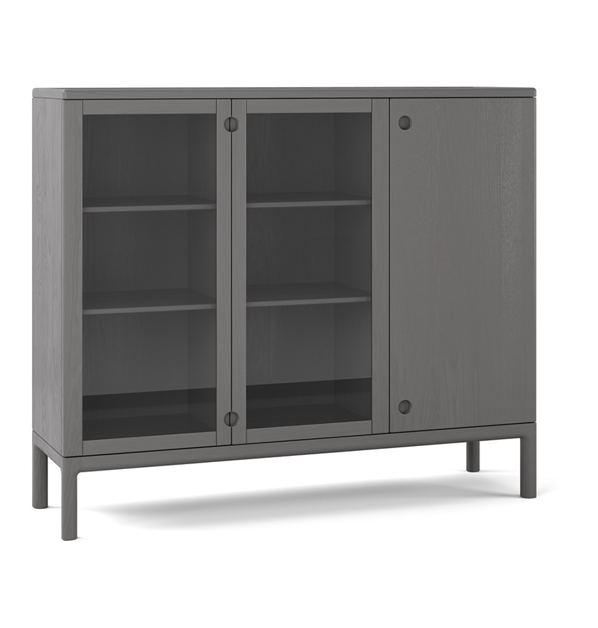 PRIO Sideboard Massiv Ek Mörkgrålackad