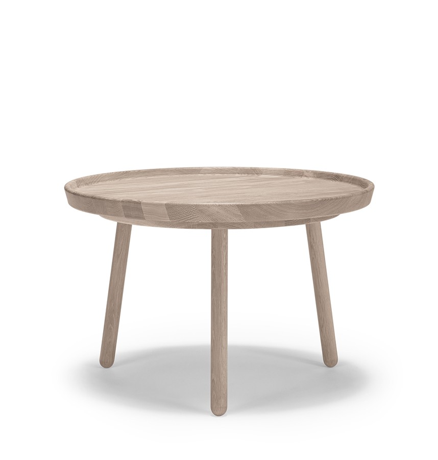 TUREEN Satsbord Massiv ek Vitolja. Ø65 cm.