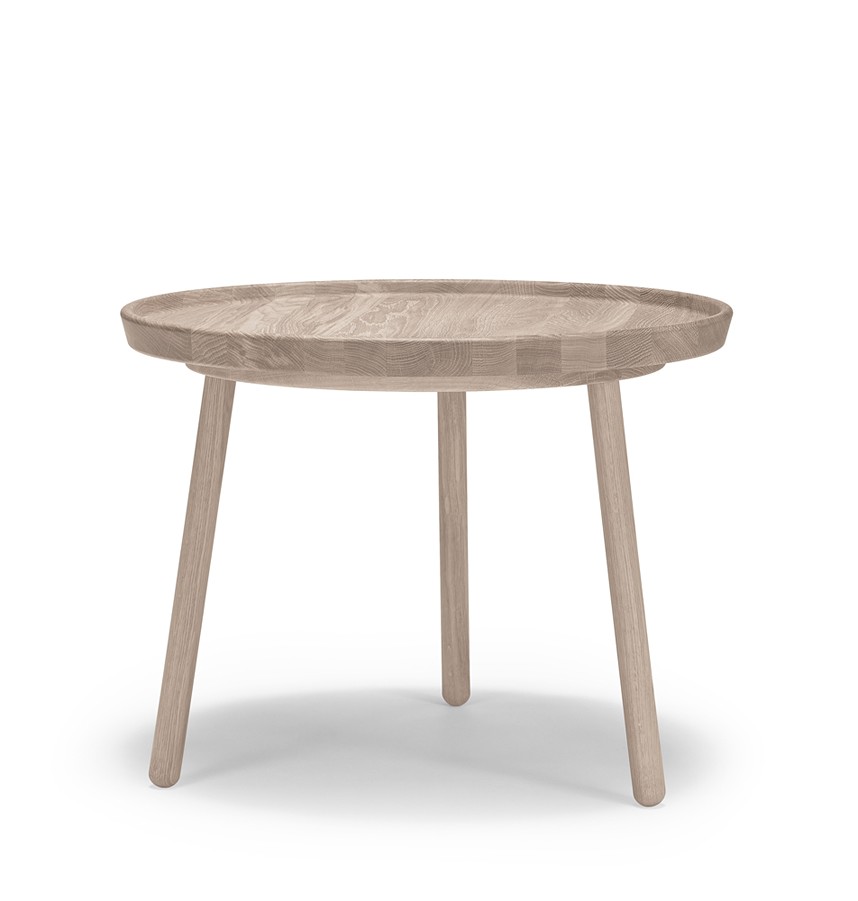 TUREEN Satsbord Massiv ek Vitolja. Ø65 cm.
