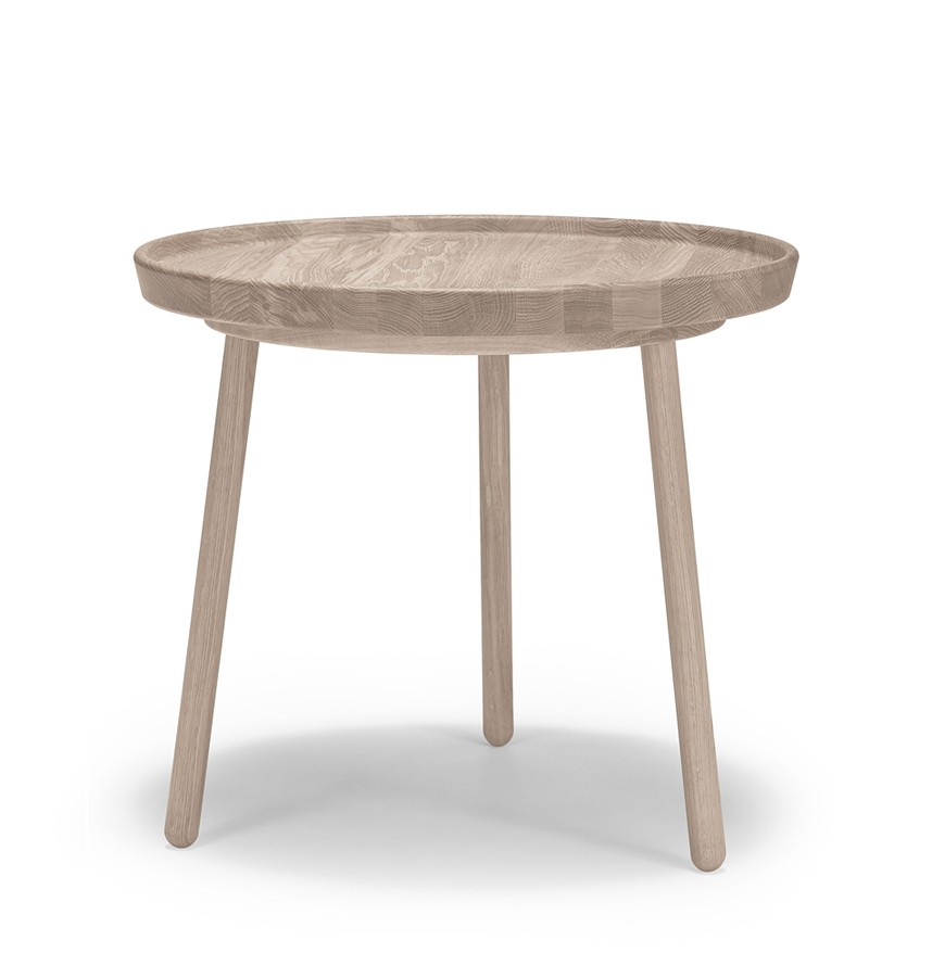 TUREEN Satsbord Massiv ek Vitolja. Ø65 cm.