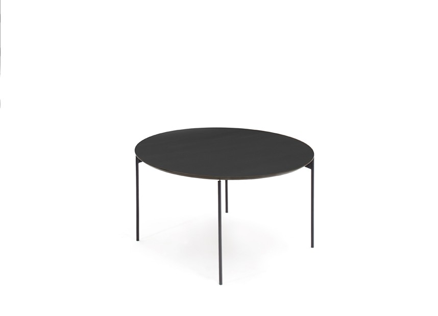 LEA Soffbord Ekfanér Espresso, Svart Metall