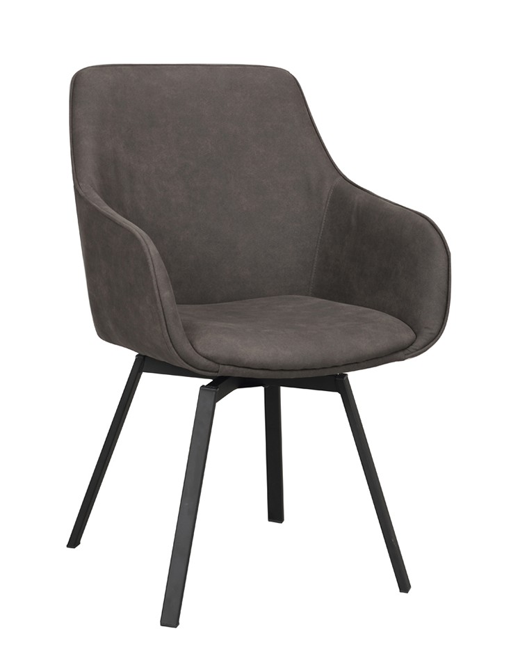 ALISON Karmstol Tyg Mörkgrå Microfiber. Metall Svart.