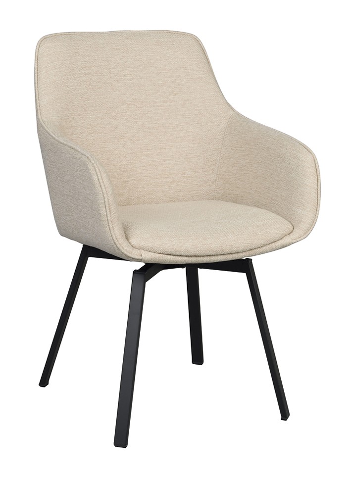 ALISON Karmstol Tyg Asgard Ljusbeige. Metall Svart.