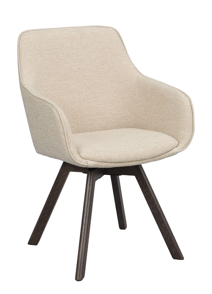 ALISON Karmstol Tyg Asgard Ljusbeige. Ek Brun.