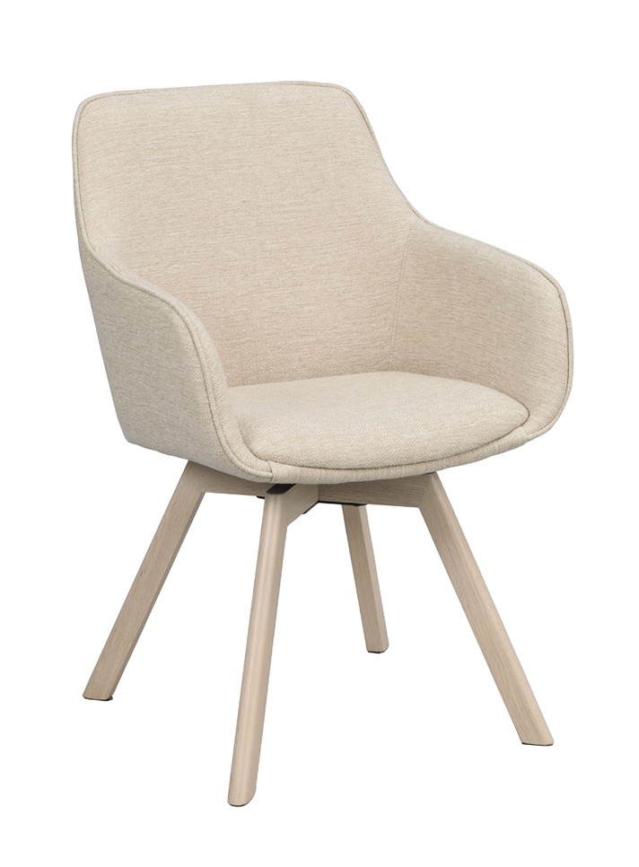 ALISON Karmstol Tyg Asgard Ljusbeige. Ek Vitpigmenterad.