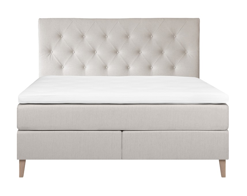 VISBY Kontinentalsäng 180x200 cm Medium/Fast inkl. gavel, bäddmadrass & ben. Tyg Nordic Linen.