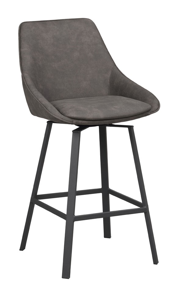 ALISON Barstol Tyg Microfiber Mörkgrå. Snurrbar. Sitthöjd 65 cm.